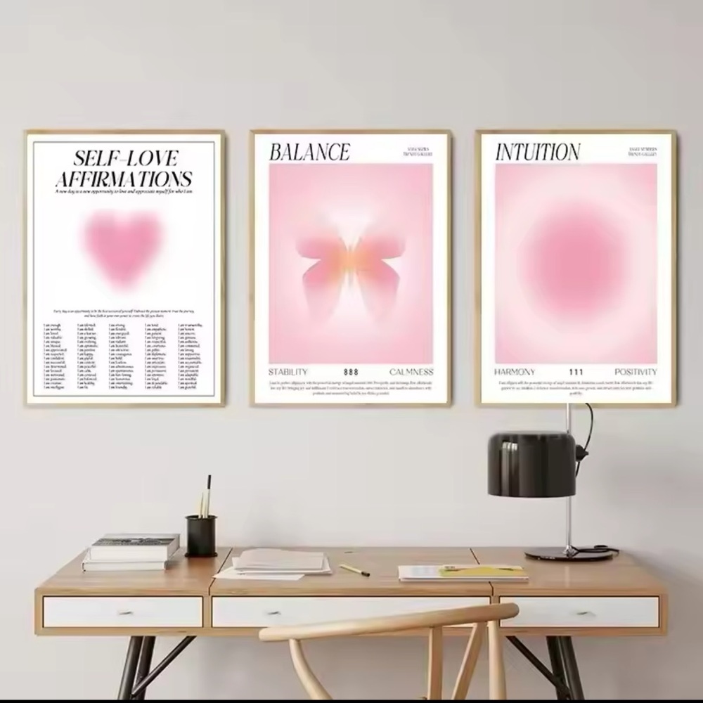 Pink wall decor frames